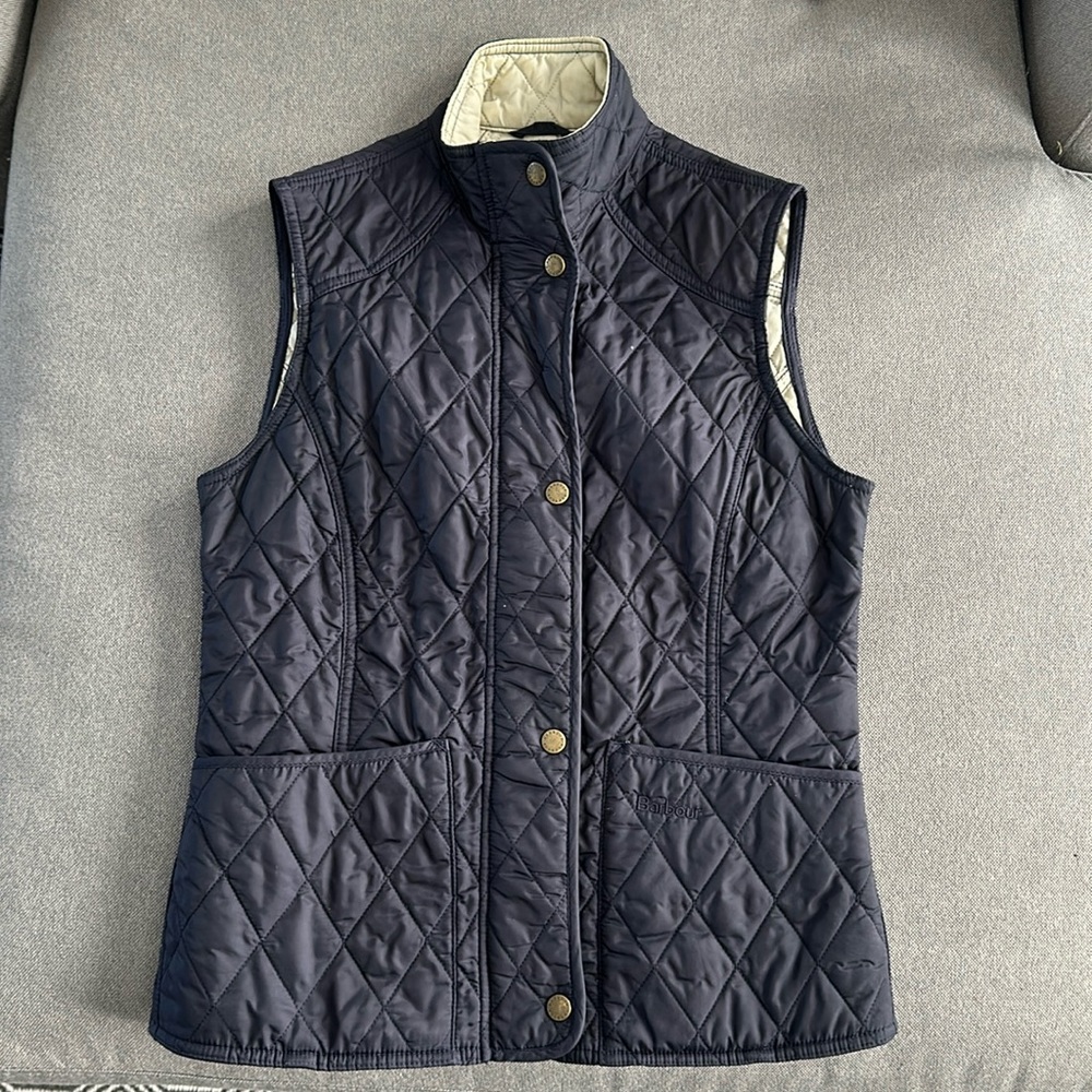 Barbour Women’s Quilted Navy Vest - Size 4